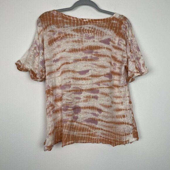 Young Fabulous Broke Tie Dye Shirt Orange Purple 100% Linen Size Small - Picture 5 of 5